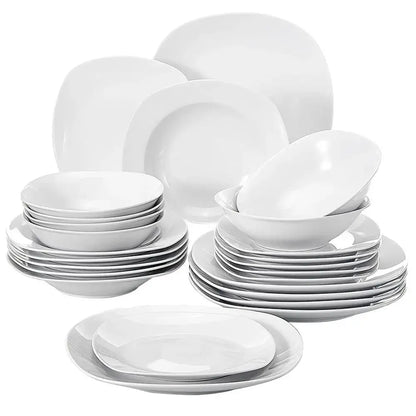 Vaisselle porcelaine 6 personnes - ELSA - 24 pièces