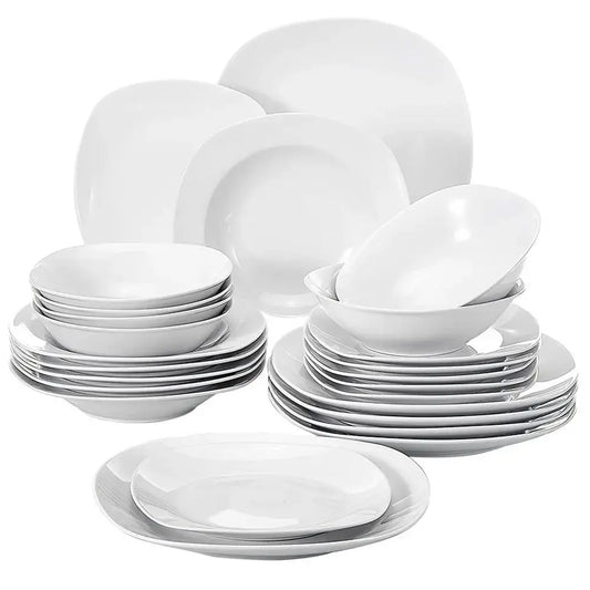 Vaisselle porcelaine 6 personnes - ELSA - 24 pièces