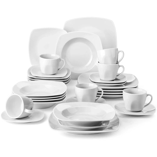 Vaisselle porcelaine 6/12 personnes - JULIA 30 à 60 pièces