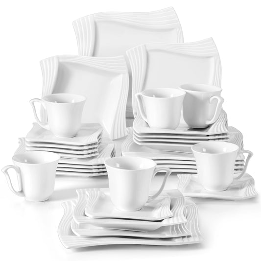 Vaisselle porcelaine 6/12 personnes - AMPARO 30 à 60 pièces