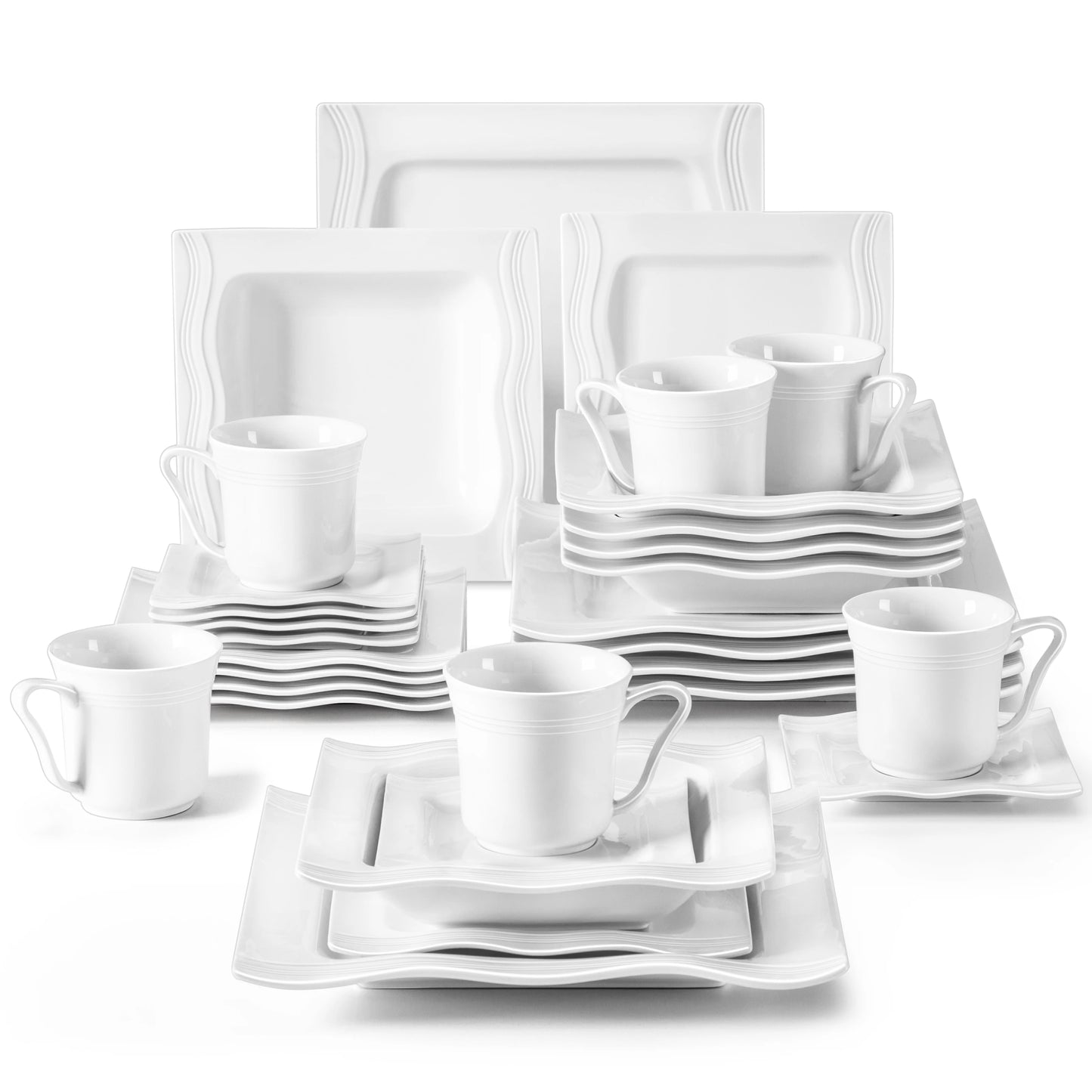 Vaisselle porcelaine 6/12 personnes - MARIO - 30 à 60 pièces