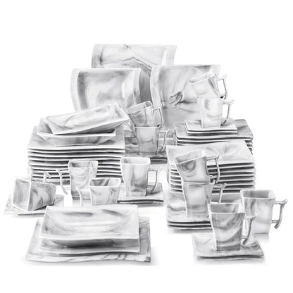 Vaisselle porcelaine 6/12 personnes - FLORA 30 à 60 pièces