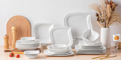 Vaisselle porcelaine 6/12 personnes IVORY - 24 à 48 pièces