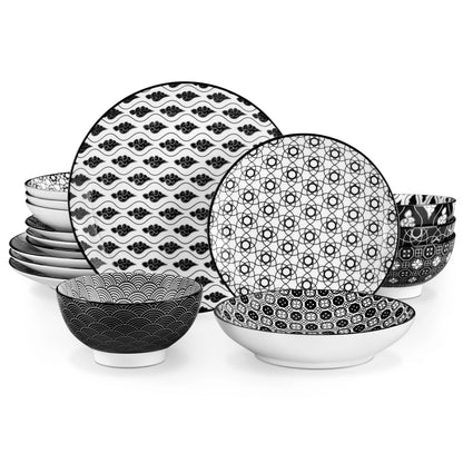 Vaisselle porcelaine 4/8 personnes - HAKURA - 12 à 32 pièces