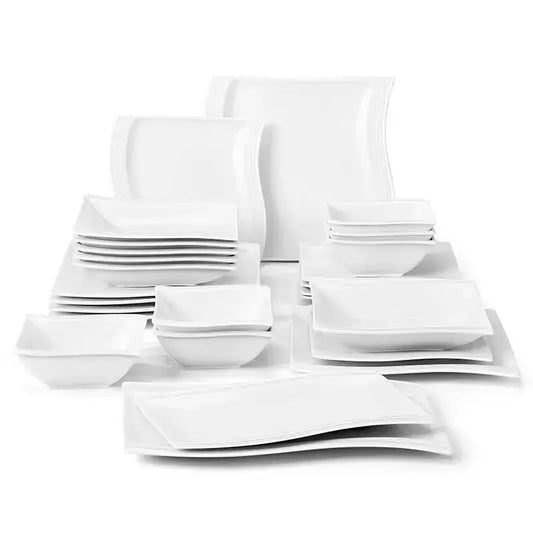 Vaisselle porcelaine 6 personnes - FLORA 26 pièces