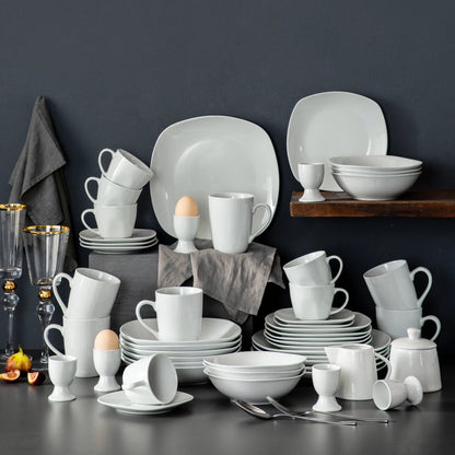 Vaisselle porcelaine 6 personnes - ELSA 50 pièces