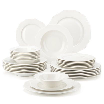 Vaisselle porcelaine 4/8 personnes - LOTUS - 16 à 32 pièces