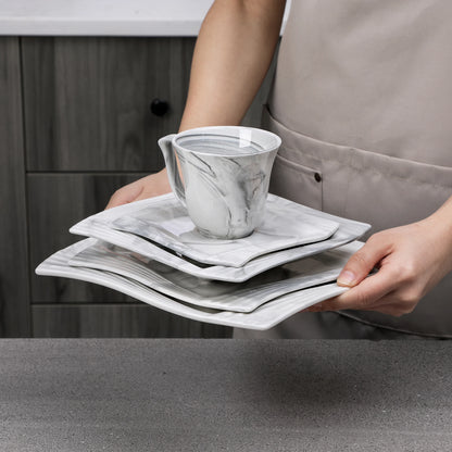 Vaisselle porcelaine 6/12 personnes - AMPARO - 30 à 60 pièces