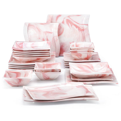 Vaisselle porcelaine 6 personnes - FLORA - 26 pièces