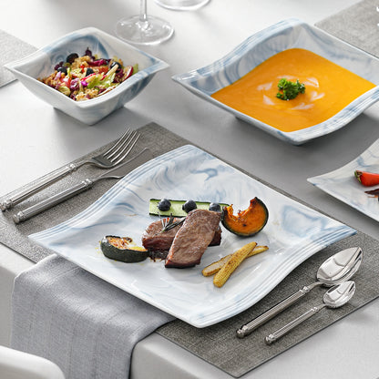 Vaisselle porcelaine 6 personnes - FLORA - 26 pièces