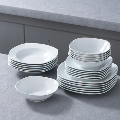 Vaisselle porcelaine 6 personnes - ELSA - 24 pièces