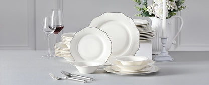 Vaisselle porcelaine 4/8 personnes - LOTUS - 16 à 32 pièces