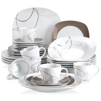 Vaisselle porcelaine 6 personnes - NIKITA - 30 pièces