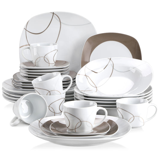 Vaisselle porcelaine 6 personnes - NIKITA - 30 pièces