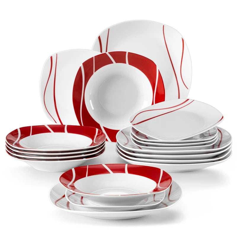 Vaisselle porcelaine 6 personnes - FELISA 18 pièces