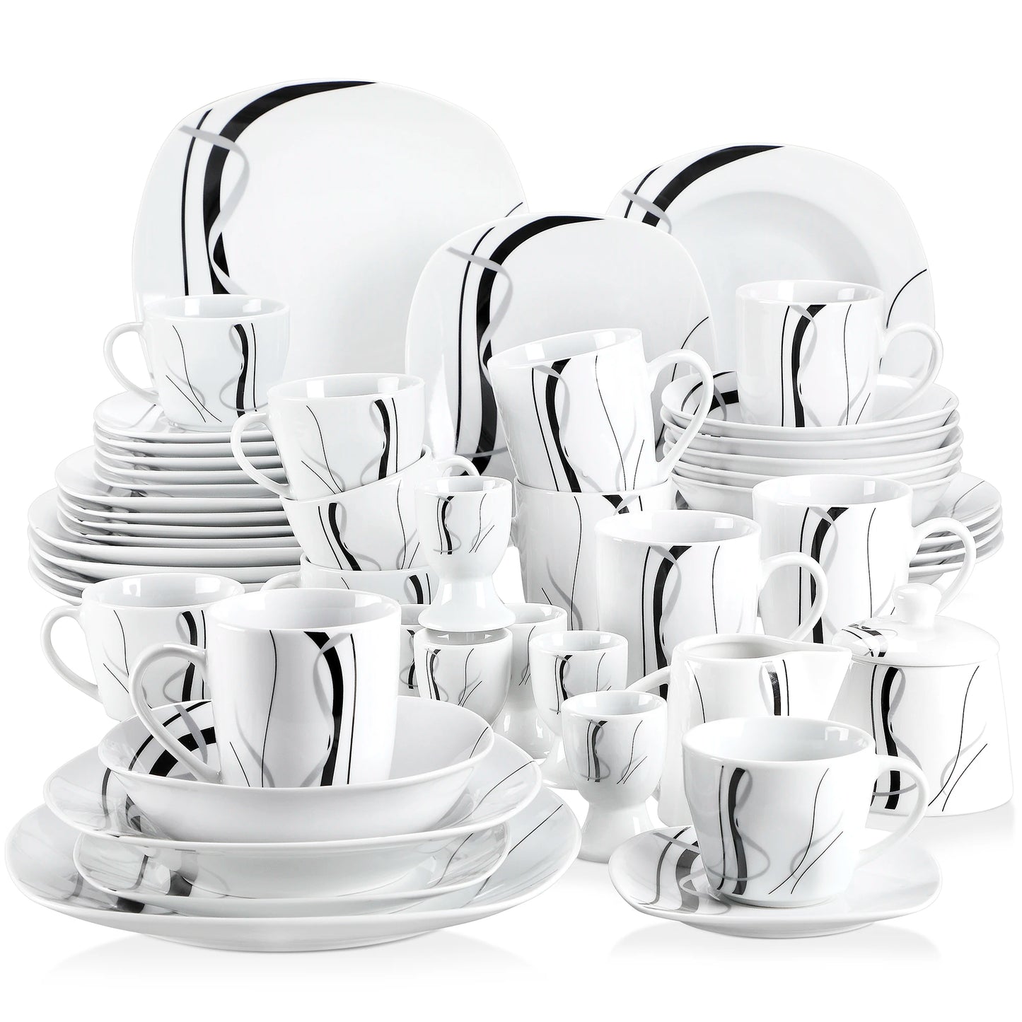 Vaisselle porcelaine 6/12 personnes - FIONA 50 à 100 pièces