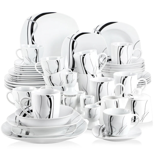 Vaisselle porcelaine 6/12 personnes - FIONA 50 à 100 pièces