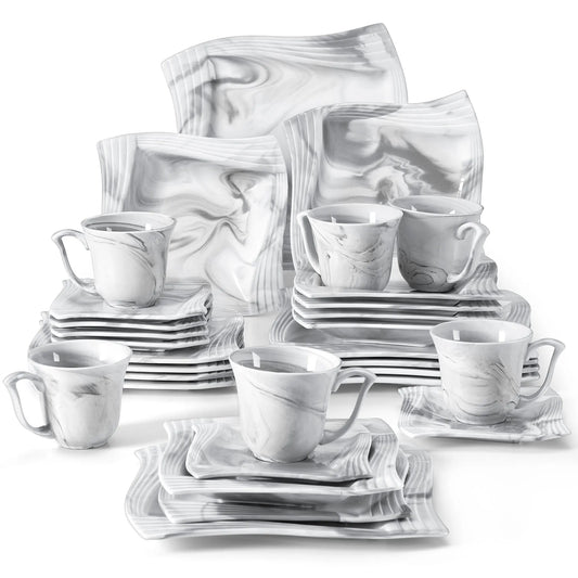 Vaisselle porcelaine 6/12 personnes - AMPARO - 30 à 60 pièces