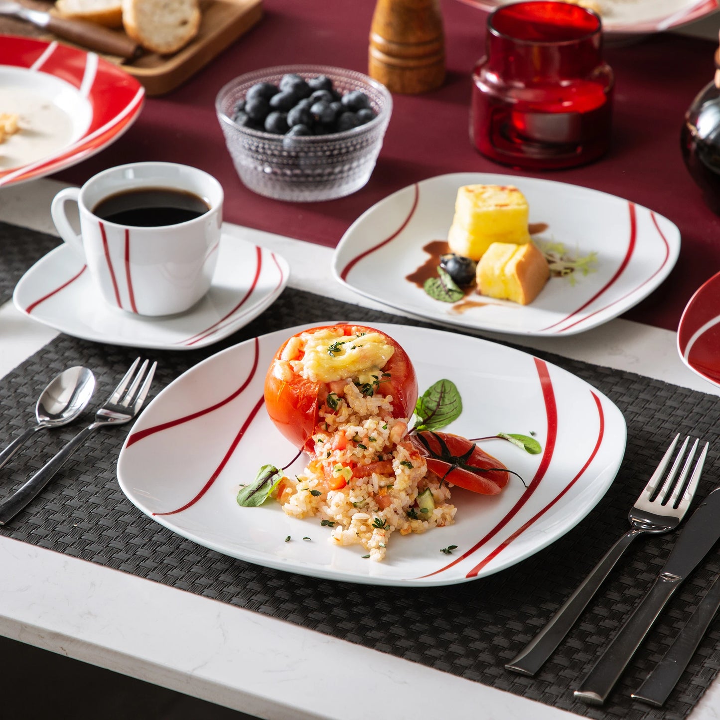Vaisselle porcelaine 6 personnes - FELISA 30 pièces