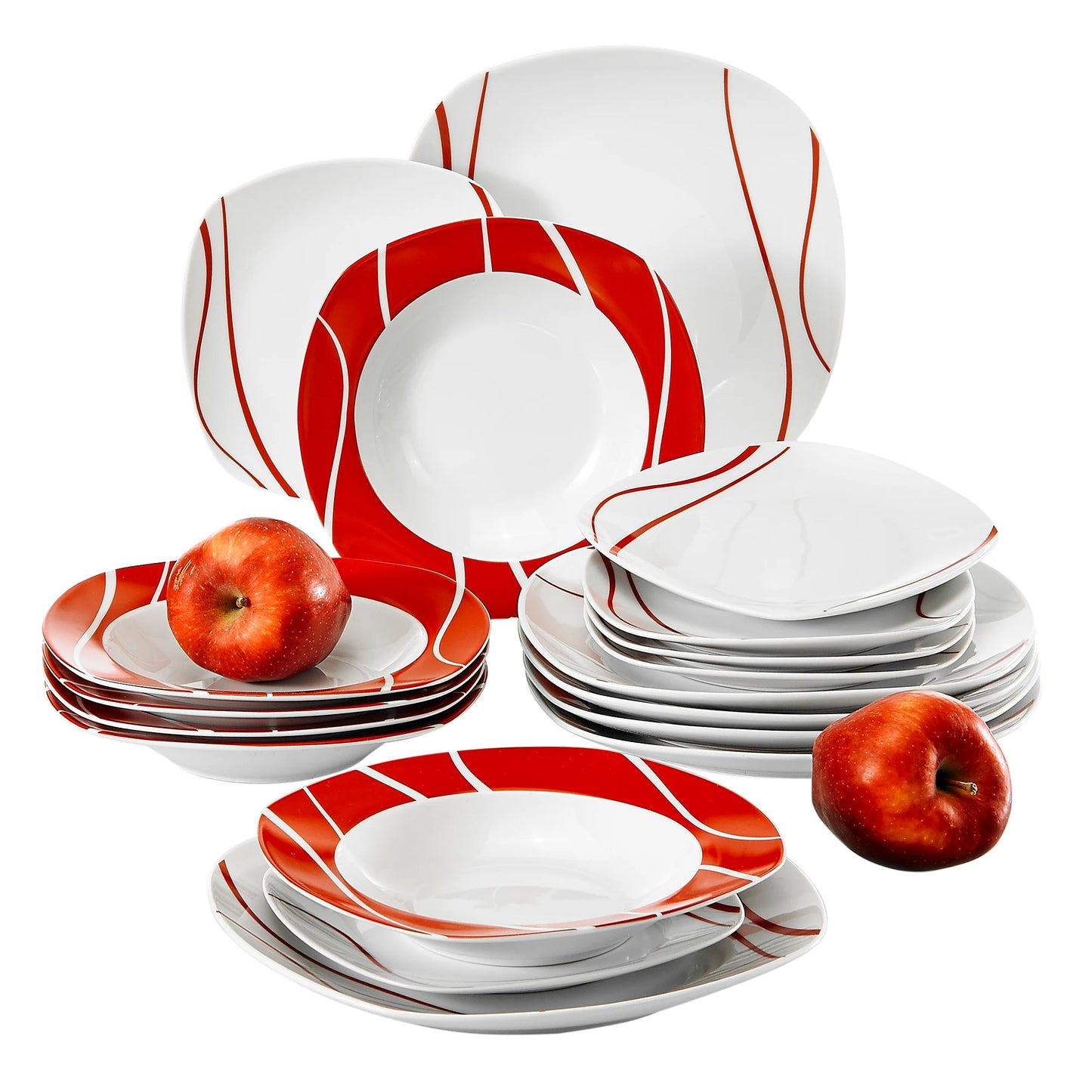 Vaisselle porcelaine 6 personnes - FELISA 18 pièces