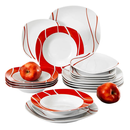 Vaisselle porcelaine 6 personnes - FELISA 18 pièces