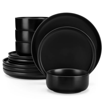 Vaisselle céramique 4/8 personnes - LUNA 12/24 pièces Novia Home 141012PieceBlack200007763201336101