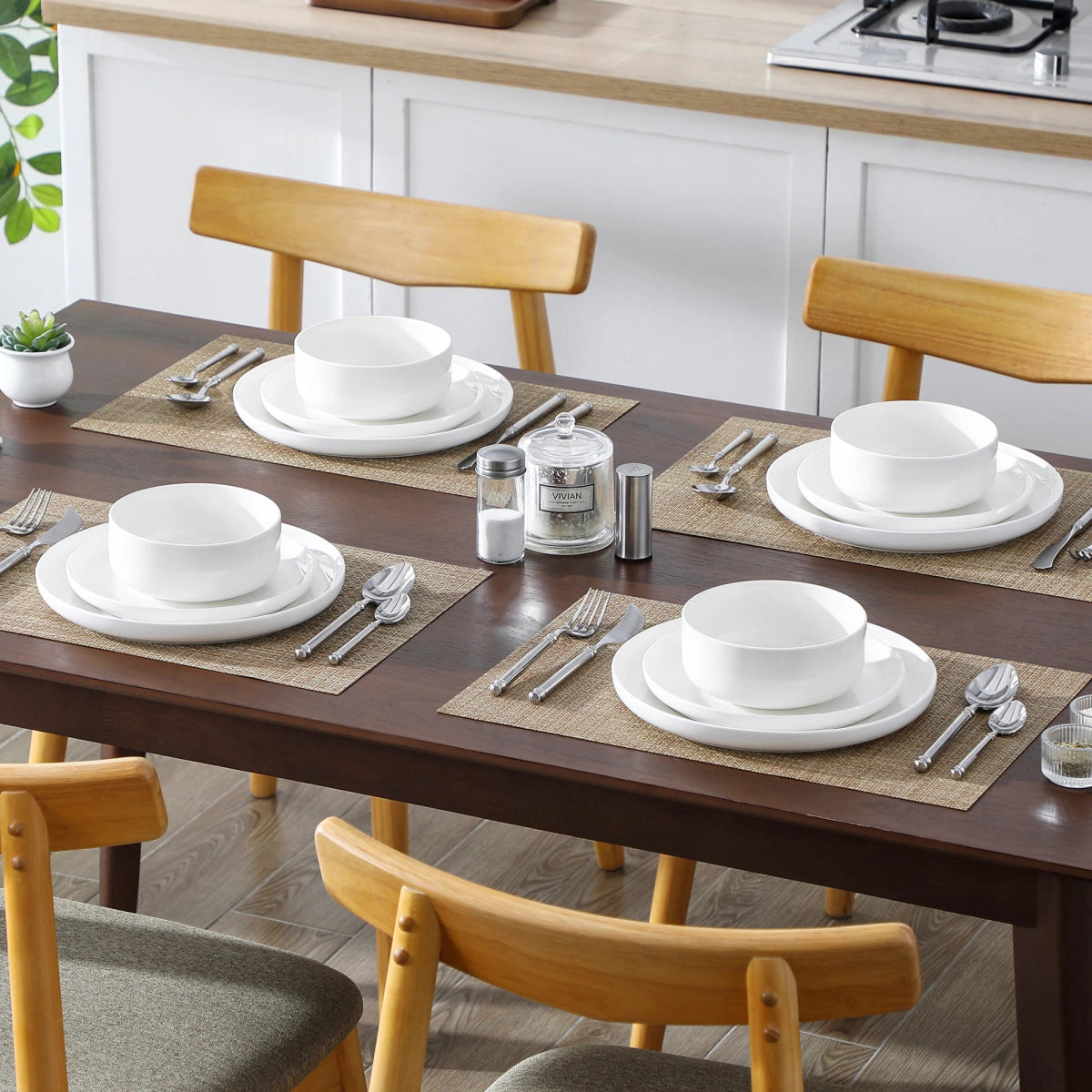 Vaisselle céramique 4/8 personnes - LUNA 12/24 pièces Novia Home 1419312Piecewhite200007763201336101