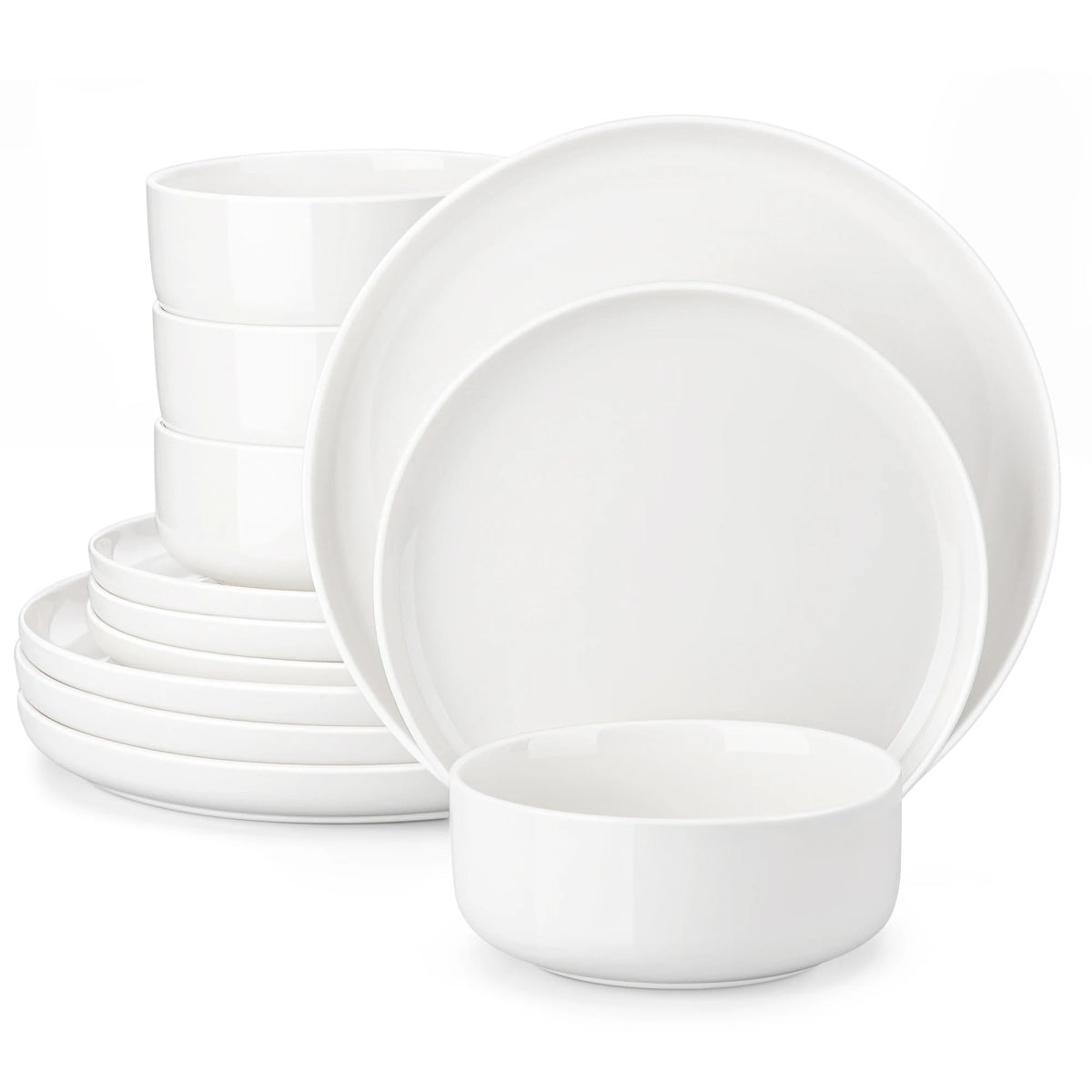 Vaisselle céramique 4/8 personnes - LUNA 12/24 pièces Novia Home 1419312Piecewhite200007763201336101