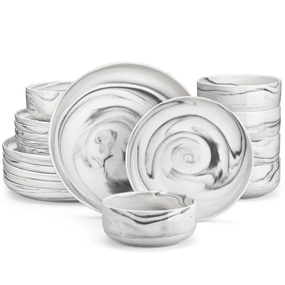 Vaisselle céramique 6 personnes - LUNA 18 pièces Novia Home 1410GreyMarble200007763201336101