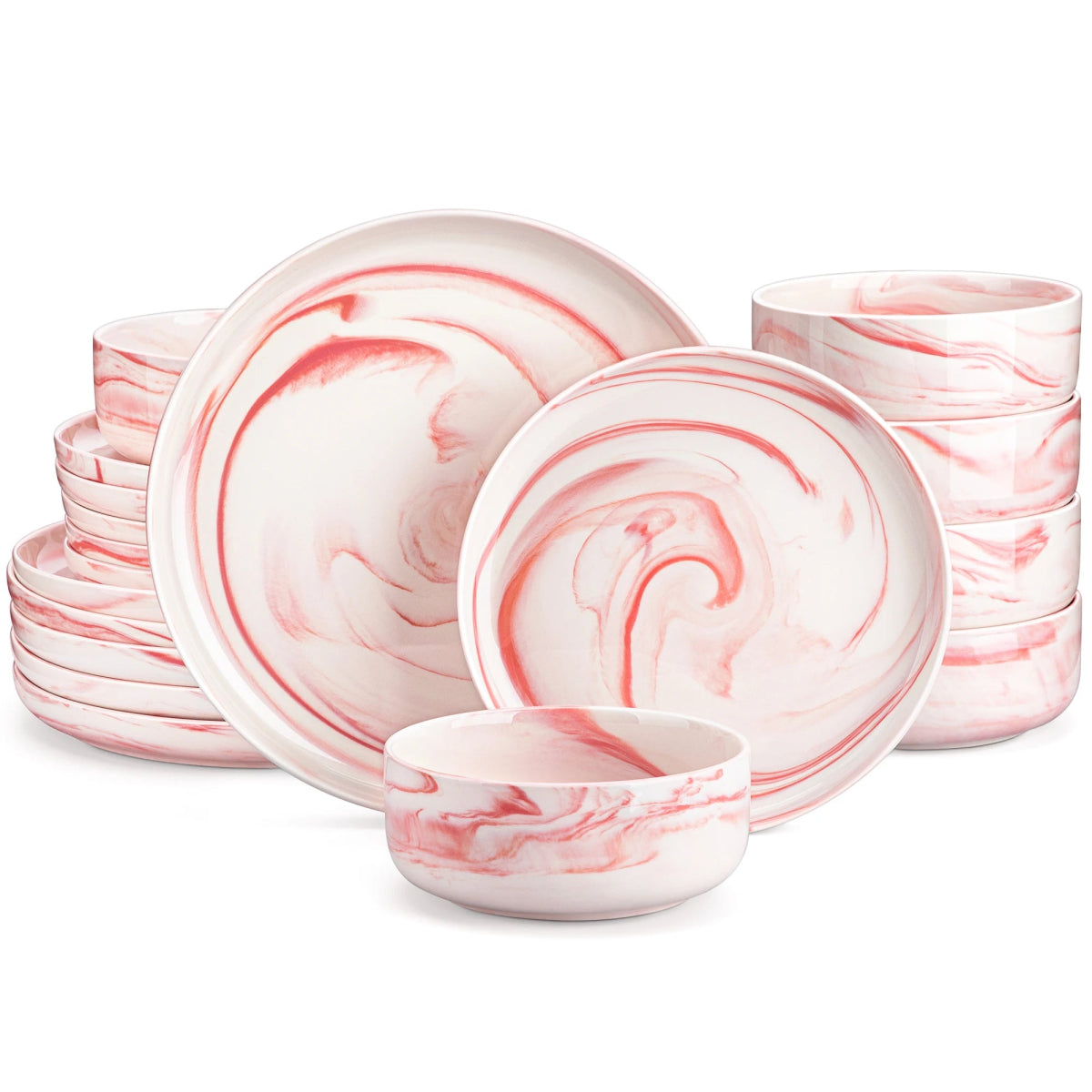Vaisselle céramique 6 personnes - LUNA 18 pièces Novia Home 14173PinkMarble200007763201336101