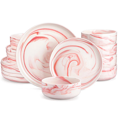 Vaisselle céramique 6 personnes - LUNA 18 pièces Novia Home 14173PinkMarble200007763201336101