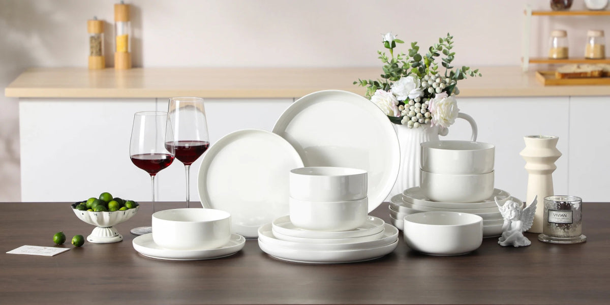 Vaisselle céramique 6 personnes - LUNA 18 pièces Novia Home 14193White200007763201336101