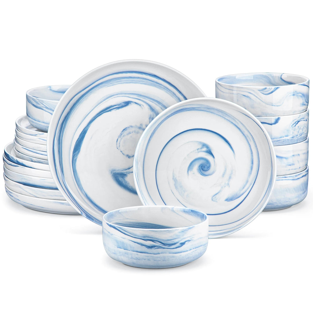 Vaisselle céramique 6 personnes - LUNA 18 pièces Novia Home 14691BlueMarble200007763201336101