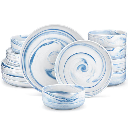 Vaisselle céramique 6 personnes - LUNA 18 pièces Novia Home 14691BlueMarble200007763201336101