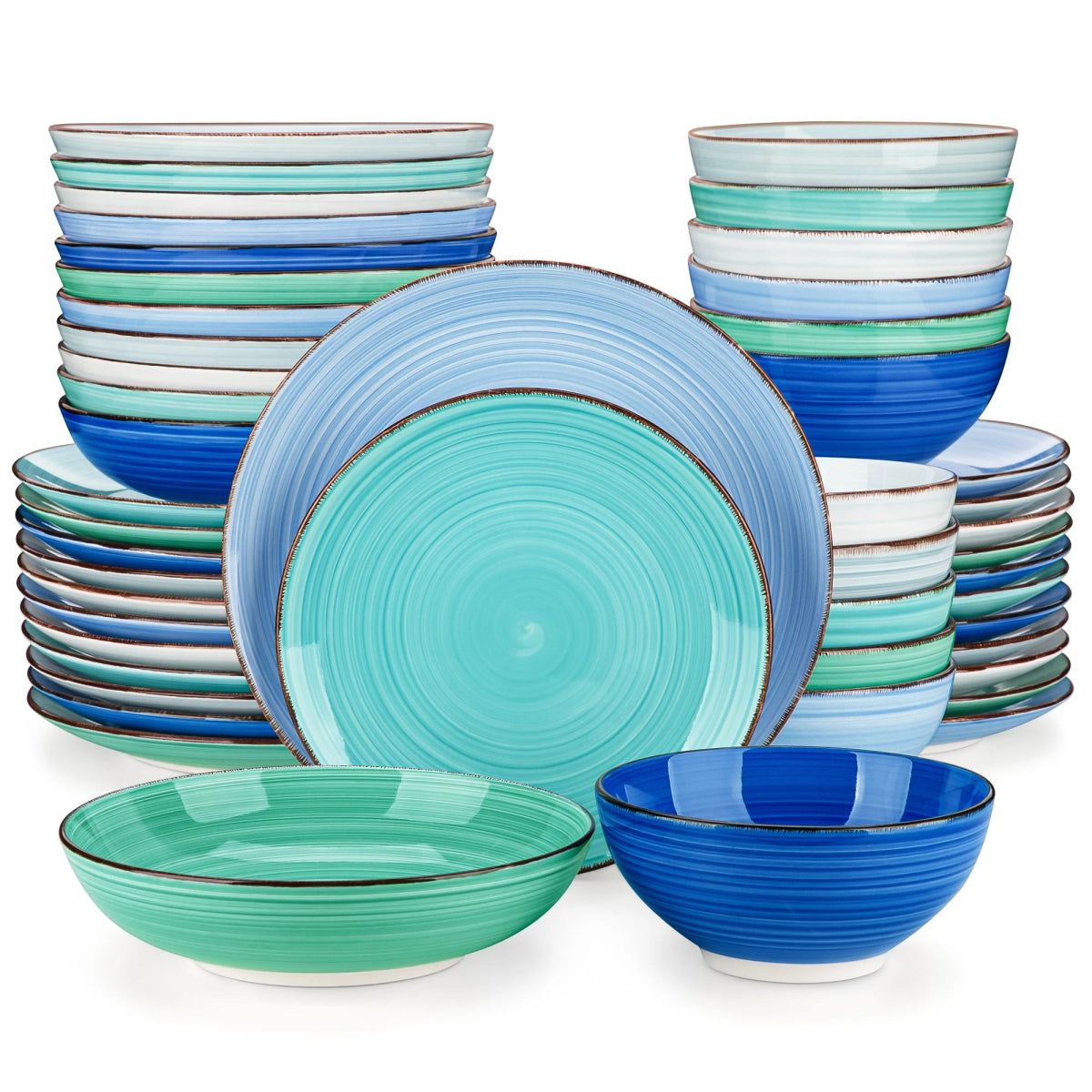 Vaisselle céramique 6/12 personnes - BONITA 12/48 pièces Novia Home 14-10-48PCS-BLUE-200007763-201336101