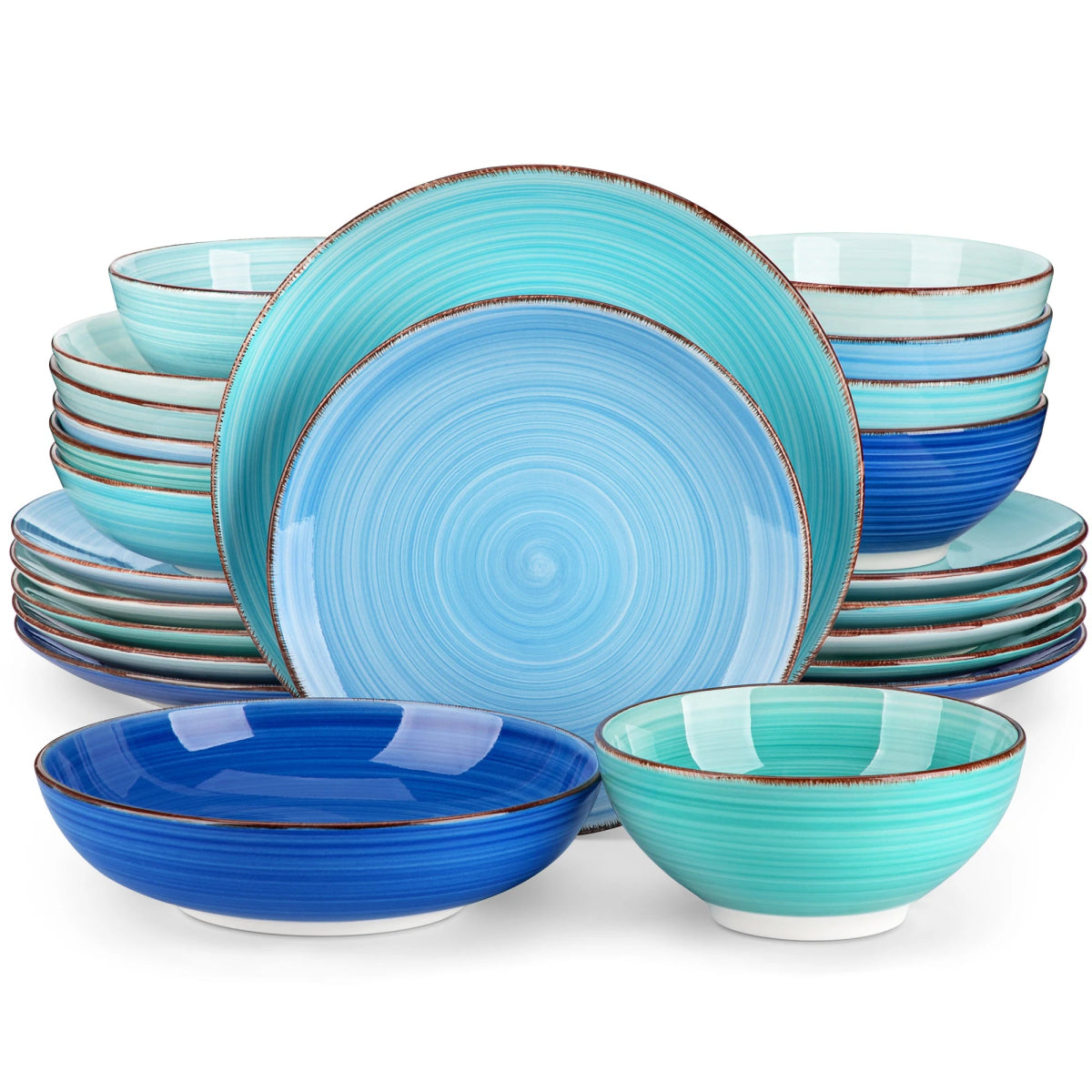 Vaisselle céramique 6/12 personnes - BONITA 12/48 pièces Novia Home 14-175-24PCS-BLUE-200007763-201336101
