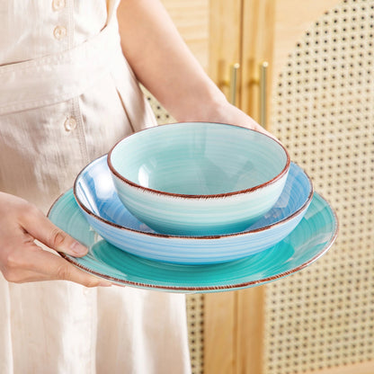 Vaisselle céramique 6/12 personnes - BONITA 12/48 pièces Novia Home 14-175-24PCS-BLUE-200007763-201336101