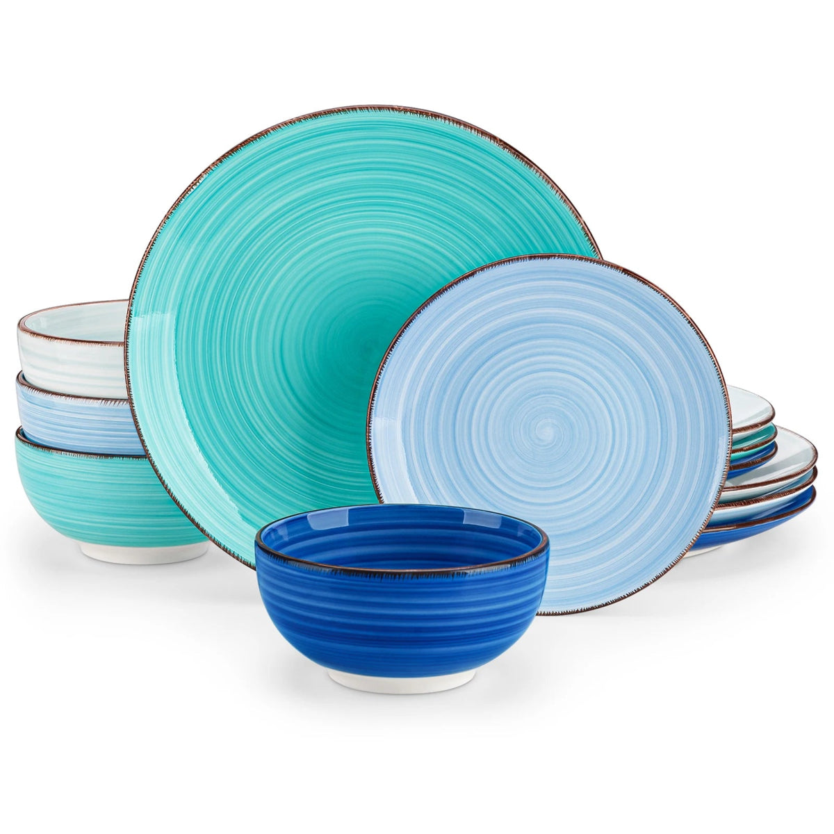 Vaisselle céramique 6/12 personnes - BONITA 12/48 pièces Novia Home 14-193-12PCS-BLUE-200007763-201336101