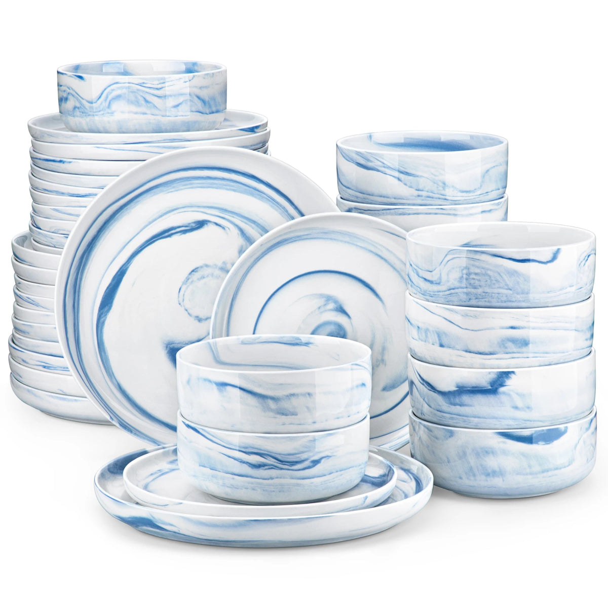 Vaisselle céramique 6/12 personnes - LUNA 18/36 pièces Novia Home 1419336PieceBlue200007763201336101