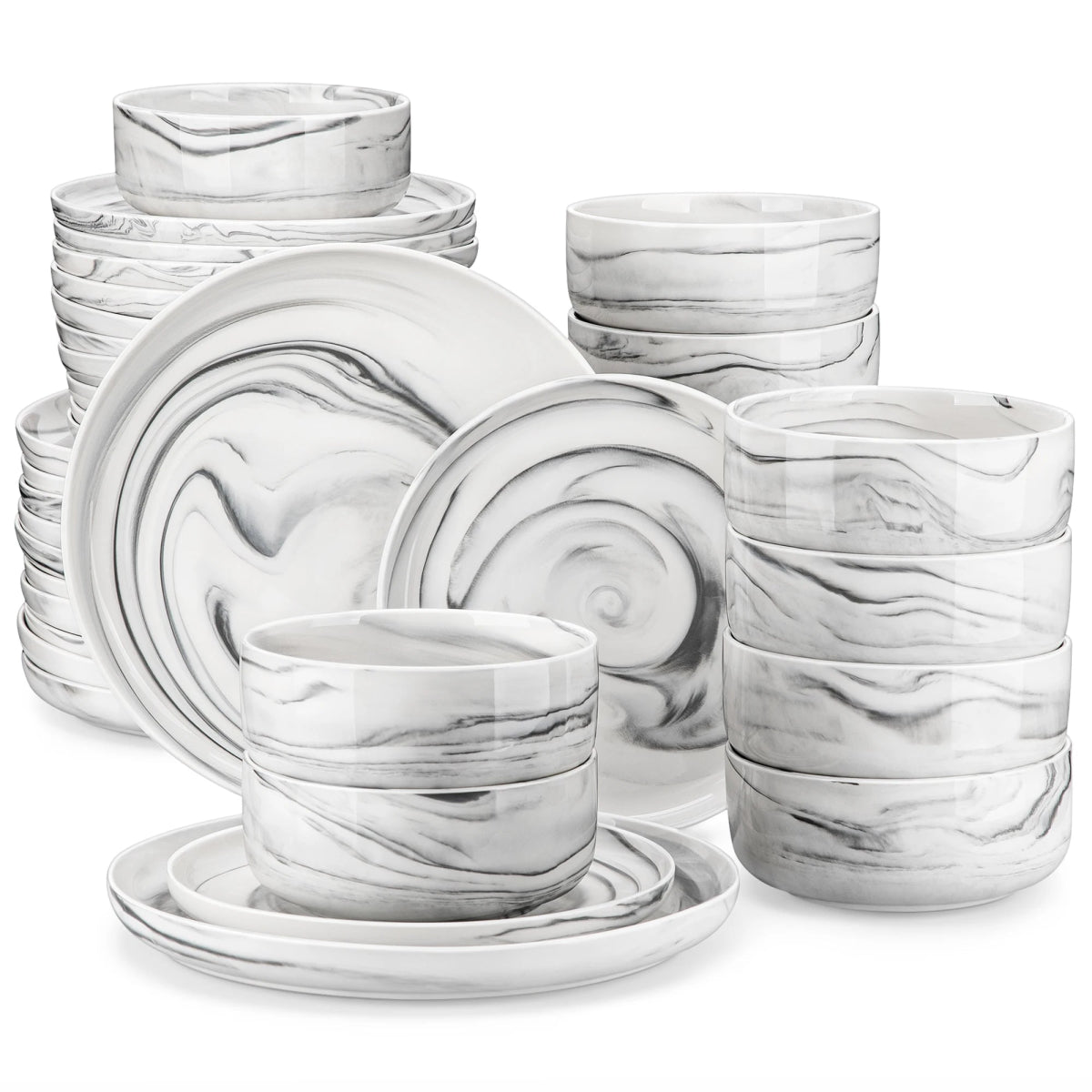 Vaisselle céramique 6/12 personnes - LUNA 18/36 pièces Novia Home 1449636PieceGrey200007763201336101