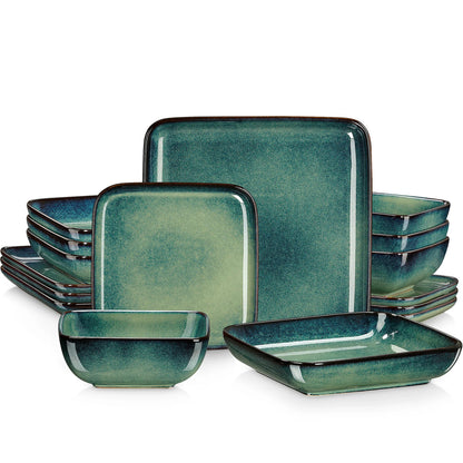 Vaisselle en grès 4 personnes - STERN - 16 pièces Novia Home 1410GREEN16PIECE200007763201336101
