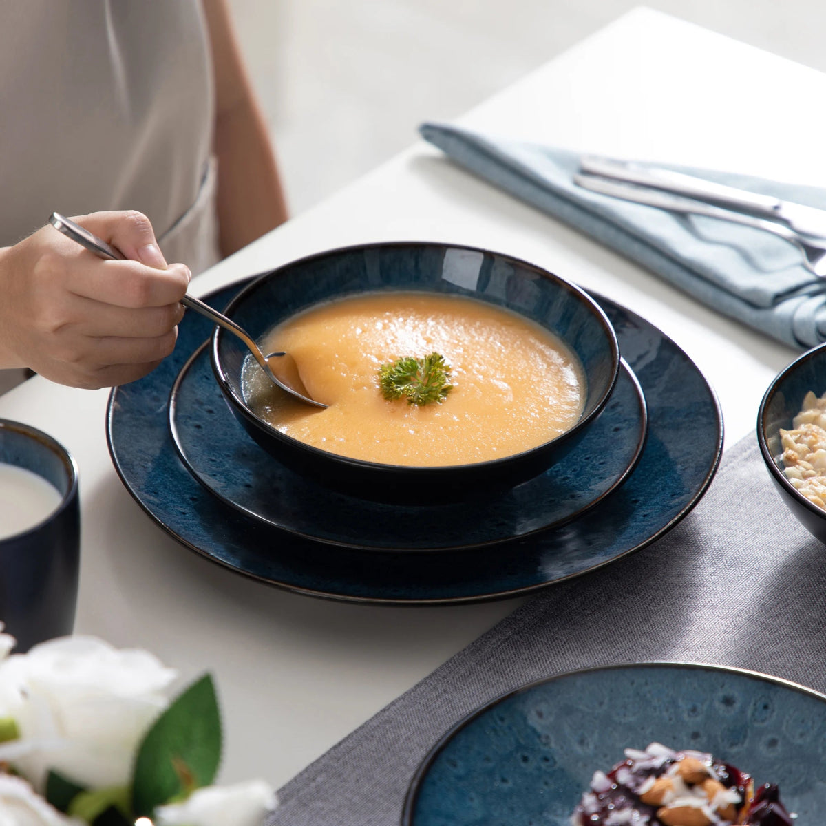 Vaisselle en grès 4/12 personnes - BUBBLE - 16/48 pièces Novia Home 14691Brown16P2776321336101GERMANY