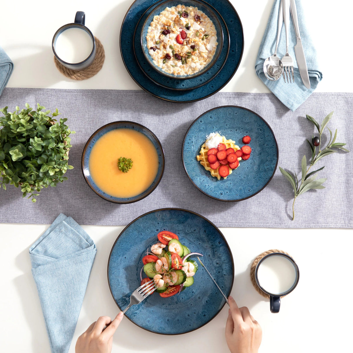 Vaisselle en grès 4/12 personnes - BUBBLE - 16/48 pièces Novia Home 14691Brown16P2776321336101GERMANY