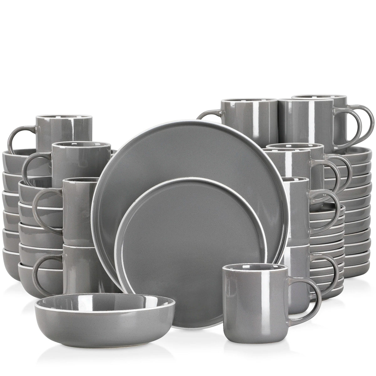 Vaisselle en grès 4/12 personnes - SESAM - 16/48 pièces Novia Home 14-200003699-Grey-48P-200007763-201336101-GERMANY