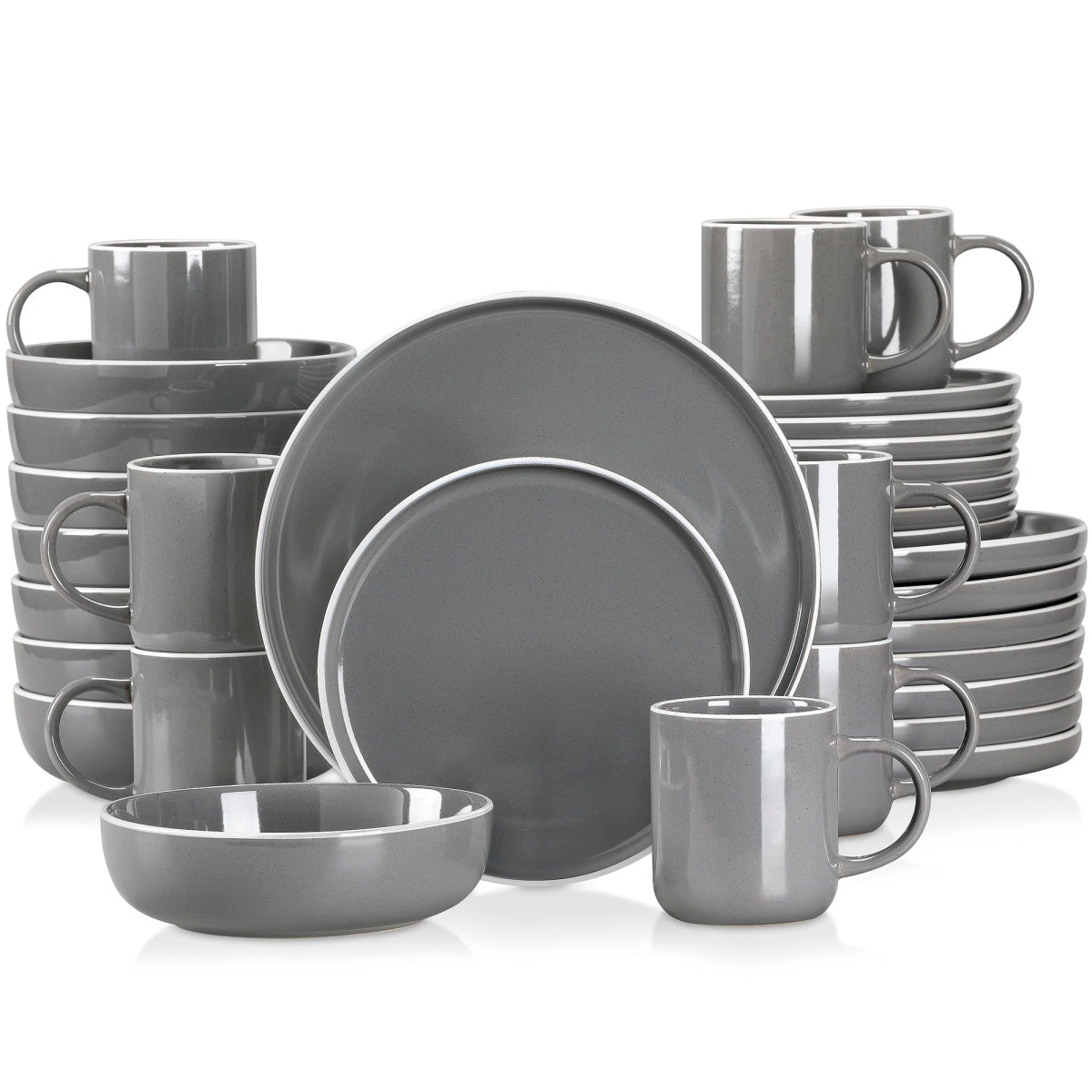 Vaisselle en grès 4/12 personnes - SESAM - 16/48 pièces Novia Home 14-350852-Grey-32P-200007763-201336101-GERMANY