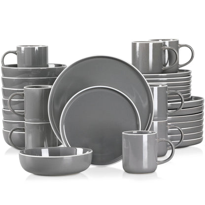 Vaisselle en grès 4/12 personnes - SESAM - 16/48 pièces Novia Home 14-350852-Grey-32P-200007763-201336101-GERMANY