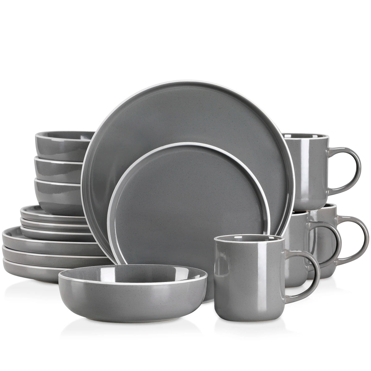 Vaisselle en grès 4/12 personnes - SESAM - 16/48 pièces Novia Home 14-365458-Grey-16P-200007763-201336101-GERMANY