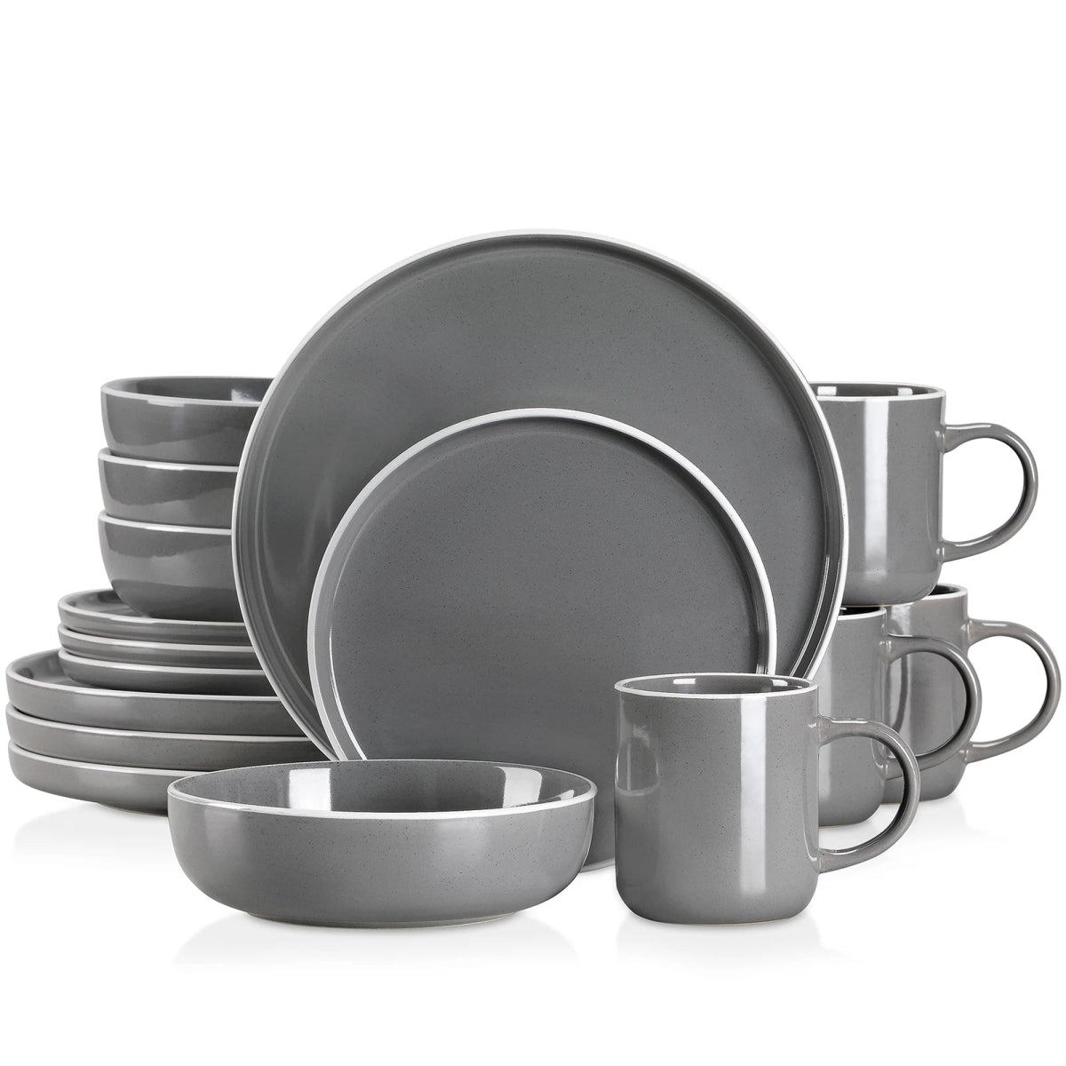 Vaisselle en grès 4/12 personnes - SESAM - 16/48 pièces Novia Home 14-365458-Grey-16P-200007763-201336101-GERMANY