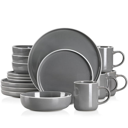 Vaisselle en grès 4/12 personnes - SESAM - 16/48 pièces Novia Home 14-365458-Grey-16P-200007763-201336101-GERMANY