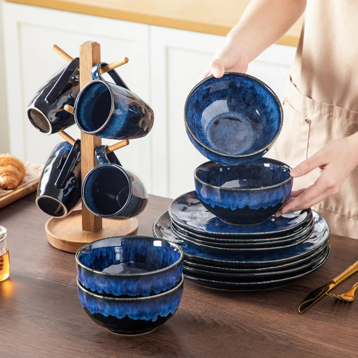 Vaisselle en grès 4/12 personnes - STARRY - 16/48 pièces Novia Home 1417516pcs200007763201336101